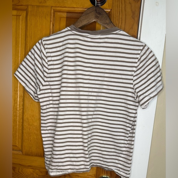 Frank & Oak Brown and White Striped Tee - Picture 4 of 5